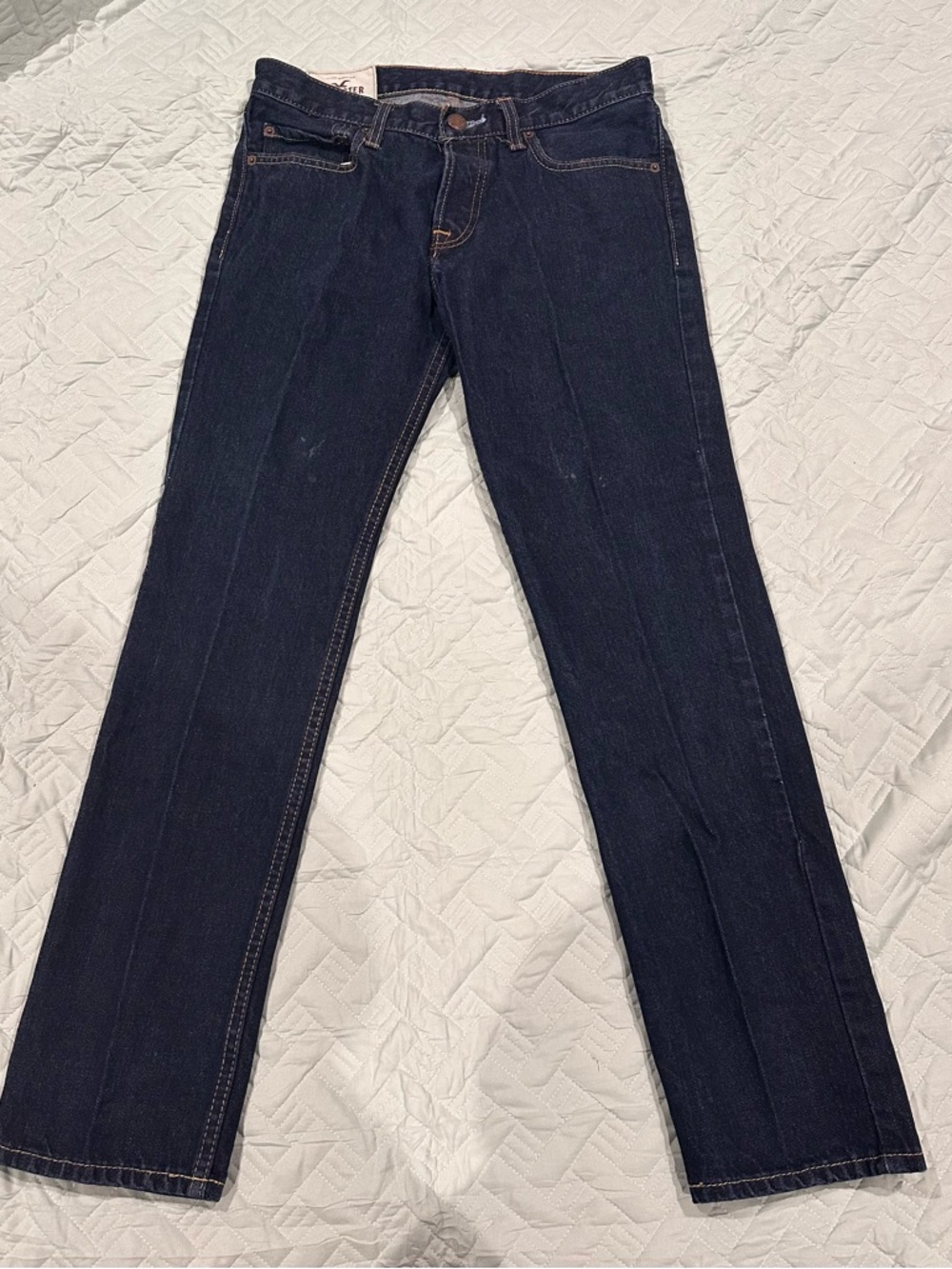 Hollister Dark Blue Denim Jeans with Orange Stitching